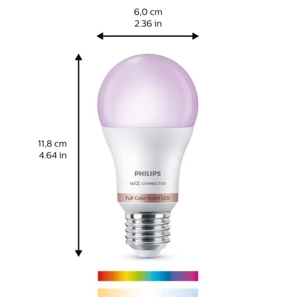 2-PHILIPS 60-Watt Equivalent A19 LED Smart Wi-Fi Color Changing Smart Light Bulb - Picture 4 of 10